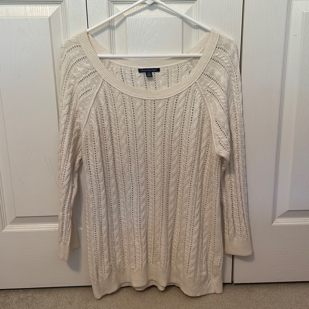 American eagle off white sweater size large